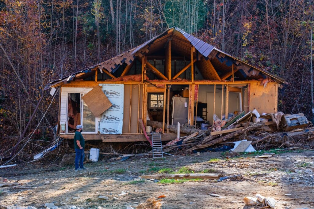 The Ballews house in pieces