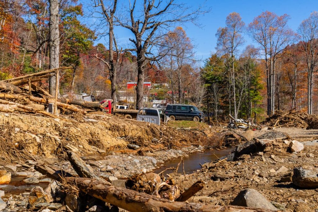 The Ballews property after hurricane Helene